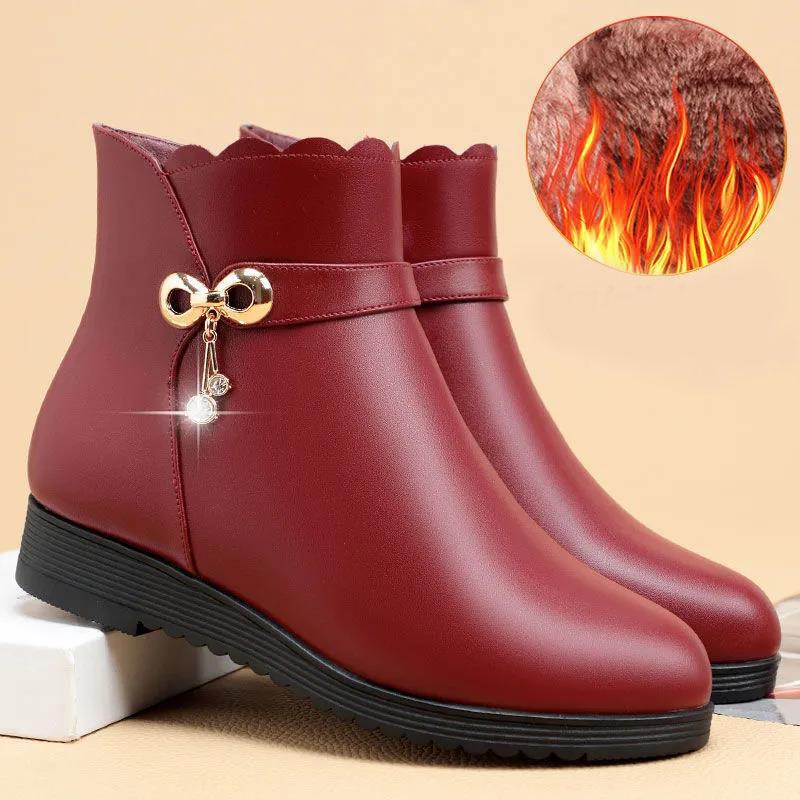 Winter Flat-bottomed Comfort and Warmth Plus Velvet Cotton Shoes Soft-soled Non-slip All-match Ankle Boots