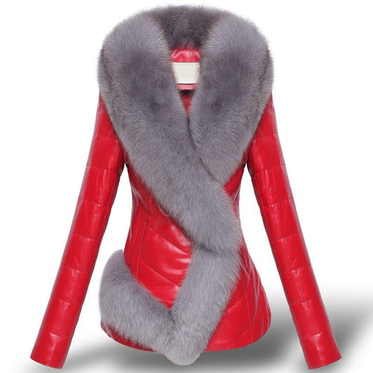 Winter Jacket Women Deerskin Plus Size Thick Coat Lapel Trench Jacket Solid Color