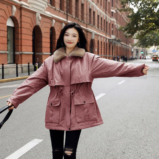 Autumn and Winter Plus Velvet Thicker Pie To Overcome Short Loose Loose All-match Jacket Fashion Temperament Female Jacket