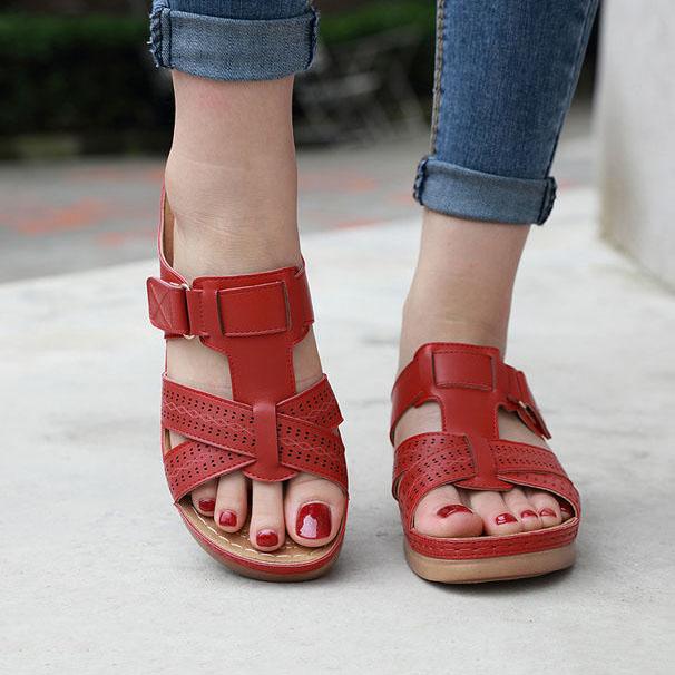 Summer Women Wedge Sandals Premium Open Toe Sandals Vintage Anti-slip Soft PU Slippers Male Large Size Soft Sole Casual Slippers