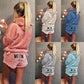 Women Fashion Warm Cute Cat Two Piece Hoodie Sleepwear Winter Pajamas Set Plus Size