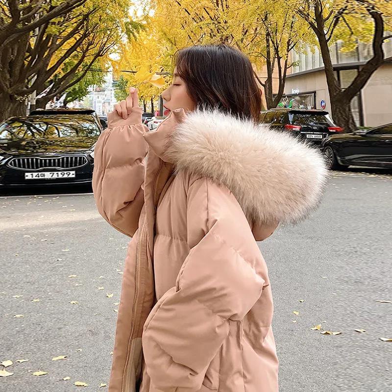 Winter Cotton-padded Jacket Female Loose Student Waist Was Thinner and Long Section Knee-length Down Padded Jacket Padded Jacket