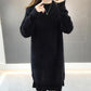 Long Faux Mink Fleece Sweater Winter Bottoming Sweater Thick Warm Knitted Lace Stitching Mohair Sweater Dress