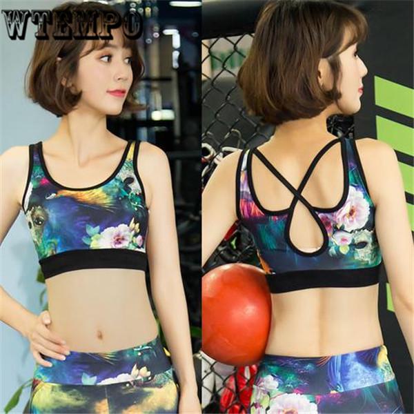 Print Push Up  Sport Bra Top Women Quick Dry Vest-Type Fitness Crop Top Yoga Bras Padded Workout