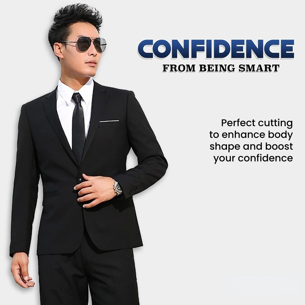 Men Blazer Set Formal Trousers Business Outerwear Pants Office Slack Pants Jacket Suit Tuxedo