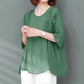 Summer Women's Loose Chiffon Short Sleeve Large Size Round Neck All-match Top