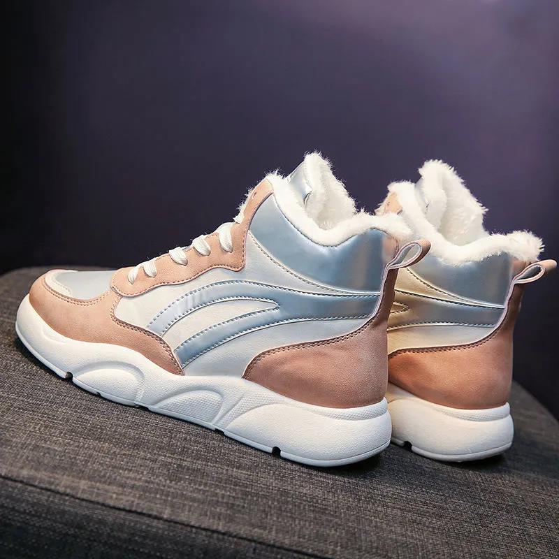 Winter High-top Flat-bottomed Cotton Shoes Women Plus Velvet Thickening Warm and Comfortable Casual Shoes