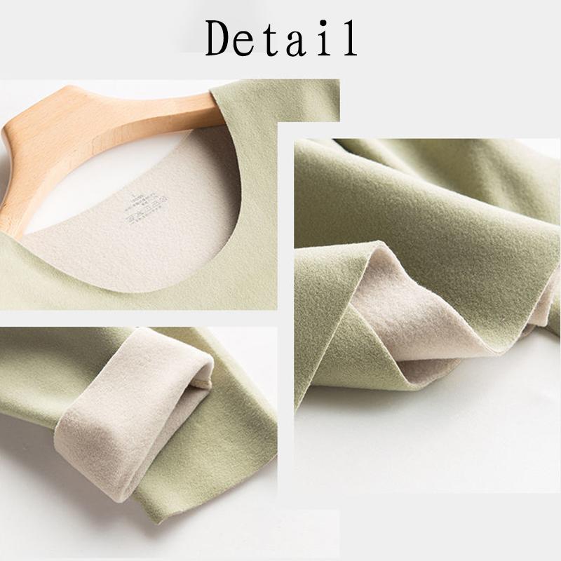 Autumn Clothes O-neck Tops Pants Women Winter Thermal Underwear Tight Suit Thicken Windproof Comfortable Soft Lining Long Sleeve High Elasticity Slim