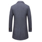 Men's Wool Coat Winter Warm Solid Color Long Trench Jacket Male Business Casual Overcoat Parka