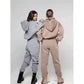 2PCS Autumn and Winter Solid Color Hooded Sweater Casual Two Piece Set Long Sleeve Pullover Sweater Fitness Jogging Pants Sports Suits