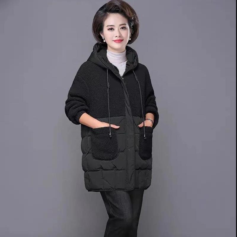 Middle-aged and Elderly Down Padded Jacket Women's Autumn and Winter Jackets, Long Padded Coat, Large Size Thick Padded Jacket