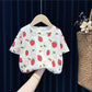 Children's Clothing Girls Summer Two-piece Denim Shorts + Girl Baby Half-sleeved T-shirt Sweet Strawberry Top
