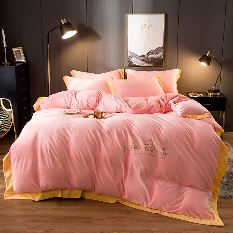 4pcs  Home Textile Bedding Sets Fleece Bedding Set Duvet Cover King Queen Winter Quilt Cover Set