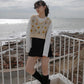 Sweater Vest Women Vintage Sleeveless Knitted Crop Tops Girls Patchwork Flowers Spring Simple Casual V-neck