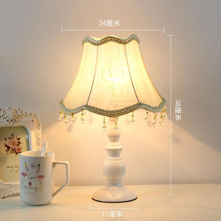 Resin Table Lamp Living Room Button Switch Bedroom Bedside Table Lights Fabric Home Decoration