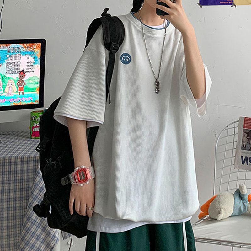 Women Round Collar Summer Cartoon Embroidery Loose Short Sleeve Casual Simple All-match T-Shirt