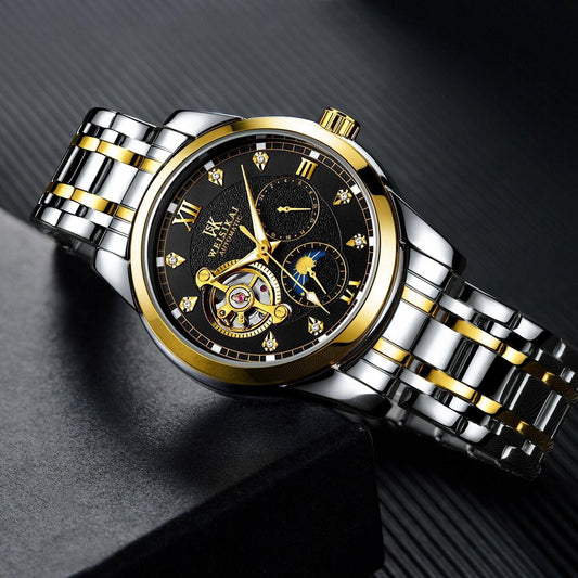Men Stailness Steel Band Automatic Mechanical Watch Fashion Men Luminous Date Business Wristwatch