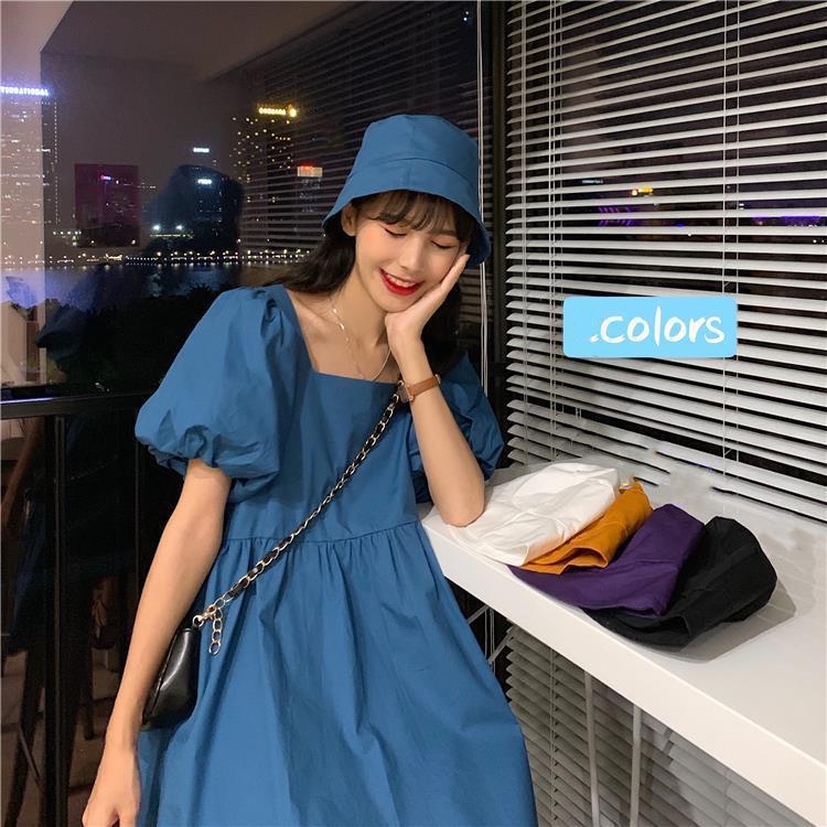 Women's Summer Dress Short Sleeve Puff Sleeve Knee-length Daily Wear Office Dating Party