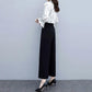 Spring and Summer New Women's Suits Temperament Ladies Chiffon Bell-sleeved Shirts Tops Wide-leg Pants Two-piece Women's