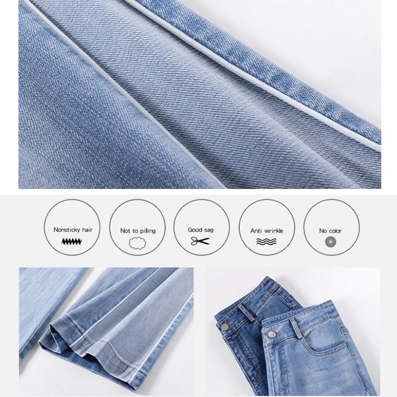 Flared Pants Women's 2022 New Spring and Autumn High-waisted Thin Stitching Contrast Color Drape Wide-leg Trousers Micro-cut Jeans Women