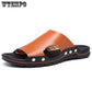 Pair of Shoes Men Hand-stitched Outdoor Closed Toe Leather Sandals Summer Beach Slippers