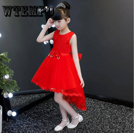 Girls Sleeveless Princess Dress with Flower for Children Clothes Kids Wedding Party Birthday Dresses