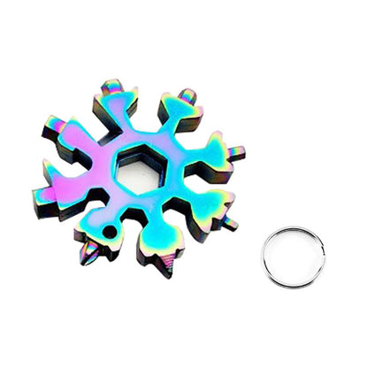 Portable 18 In 1 Mini Snowflake Multi Pocket Tool Spanner Hex Wrench Multipurpose Camp Survive Outdoor Hike Key Ring Key Chain