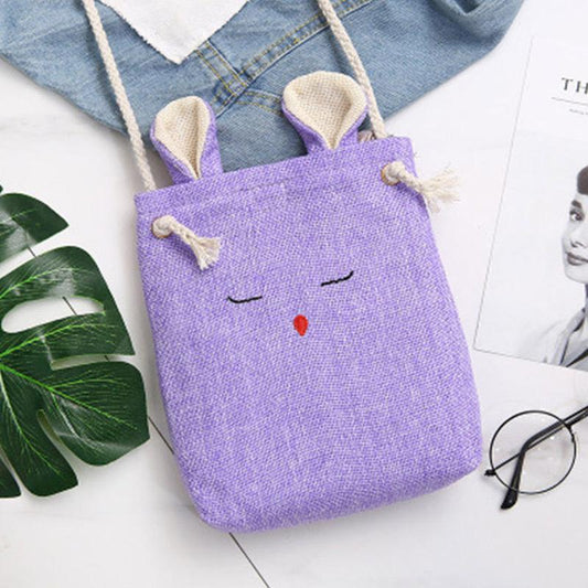 Canvas Small Bag Female Messenger Fashion Student Trend Soft Cute All-match Cartoon Linen One-shoulder Handbag