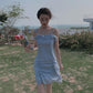 Sling Dress Slimming Short Skirt Female Gentle Wind Sweet Cute Sling Dress Ladies Dress Fabric Light and Breathable Ruffled Cute Princess Style