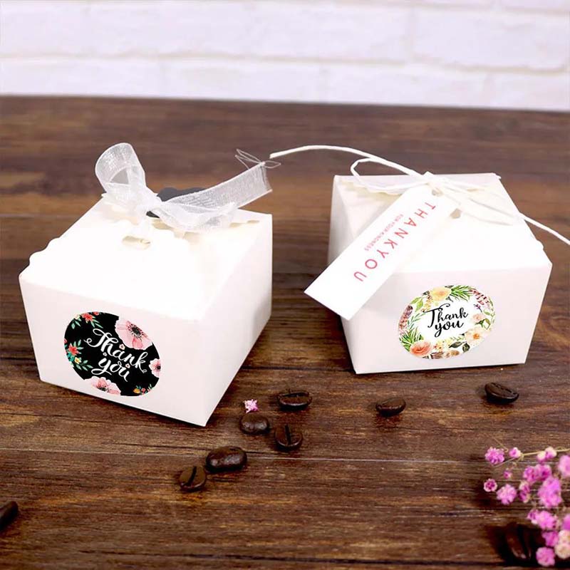 500 Pcs Round Flower Thank You Sticker Roll Sealing Sticker 8 Patterns Holiday Gift Decoration Stationery Sticker