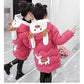 Girls Thick Warm Cotton Clothes Winter Hooded Mid-length Coat
