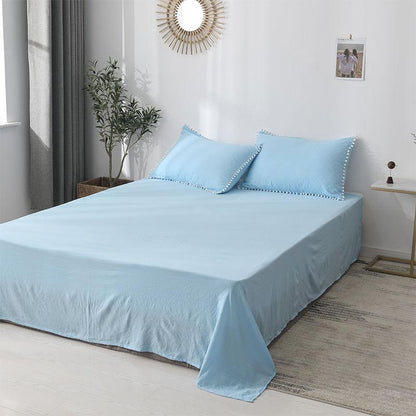 Bedding Sheets Comfortable Pure Color Washed Cotton Bed Linen Three-piece Double Bed Single Pillowcase Skin-friendly Bedding