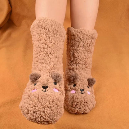 Winter Lamb Plush Socks Plus Velvet Thickening Home Wear Floor Socks Ladies Long Tube Socks