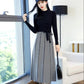 Knitted Dress Women's Clothing Autumn Winter 2021 Fashion Knit Stitching Pleated Dress with Bow Loose Loose Waist