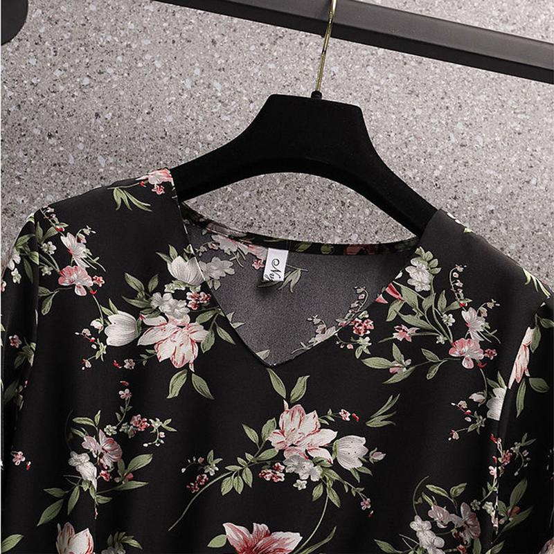Large Size Floral Dress Women's Summer Dress Short Sleeve Printing Knee-length Daily Wear Office Dating Party