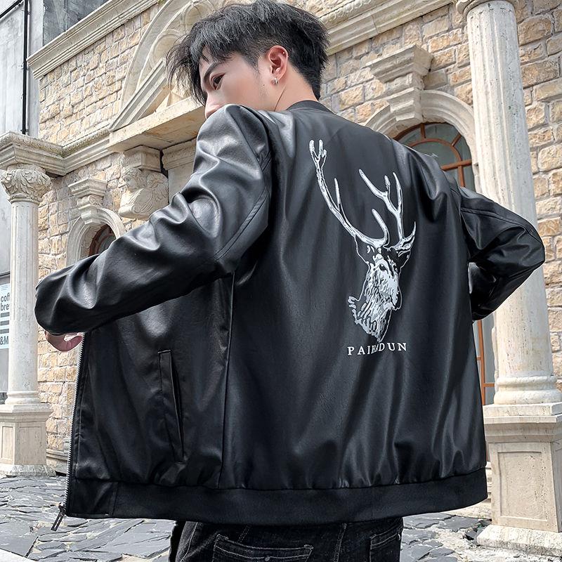 Slim Leather Jacket Trend All-match Jacket Large Size Casual Leather Men's Clothing