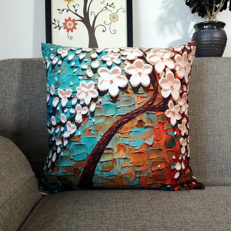 2pcs/set3D Oil Painting Printing Cushion Cover and Cushion Linen Fabric Pillowcase Pillows Case Cover Pillow Bedroom Pillowcase