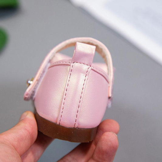 Girls' Leather Shoes Spring Summer Non-slip Soft-soled Children's Single Shoes Baby Peas Shoes Crystal Girl Princess Shoes