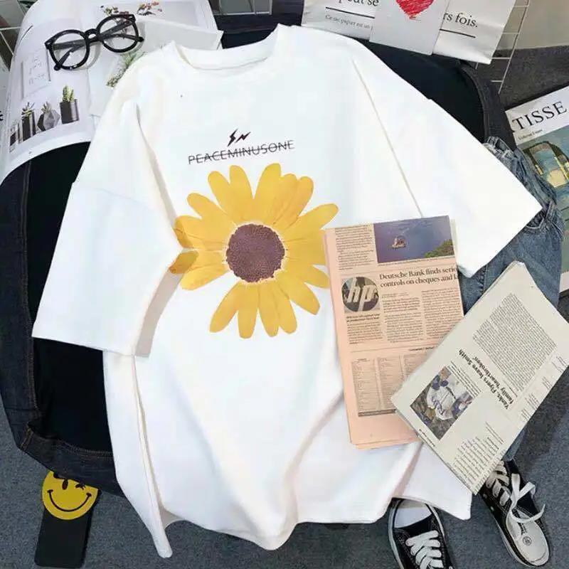 Women's Short Sleeve Summer Loose Top Sweet Round Neck Printed T-Shirt