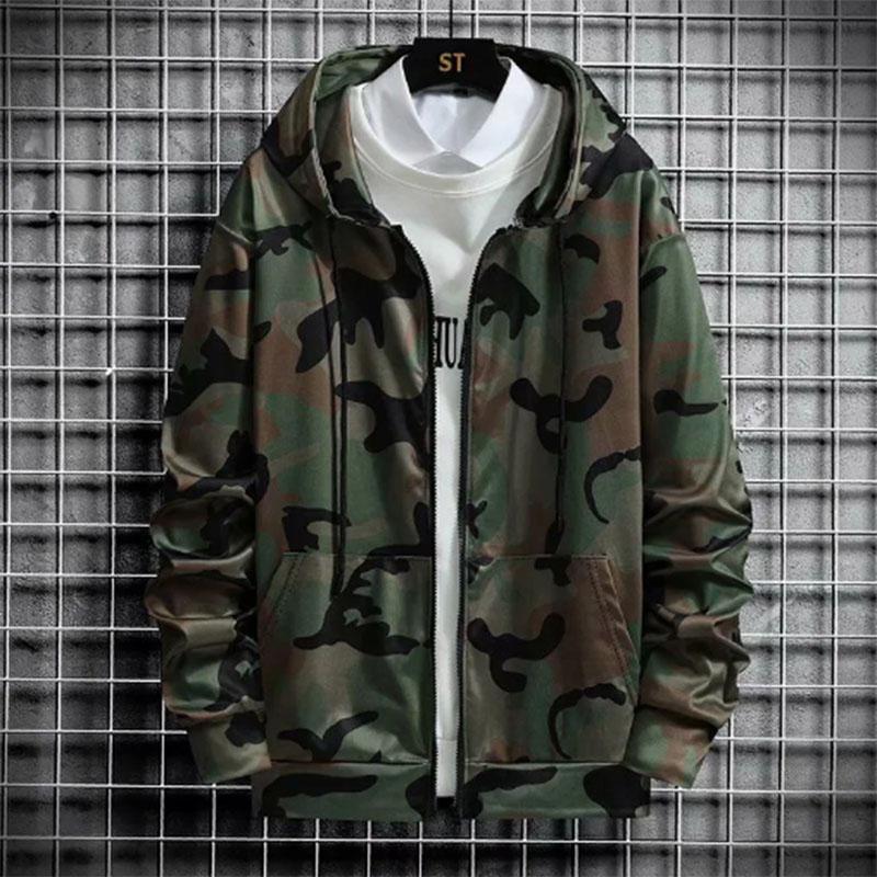Camouflage Two-piece Spring and Autumn  One-piece Suit Men's Sports Casual Suit Men's Long-sleeved Cardigan Zipper