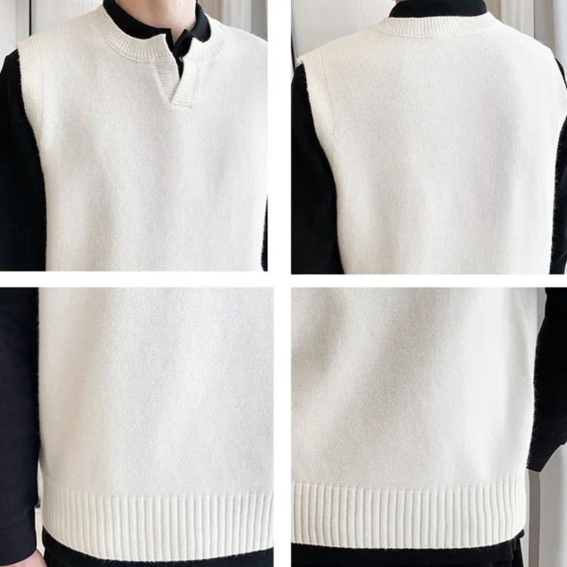 New Sweater Autumn Korean Trend Versatile V-neck Sleeveless Vest Men's Spring and Winter Wear Vest Vest Knit Sweater