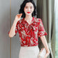 Women's Summer Short Sleeve Chiffon Shirt Loose Floral Top