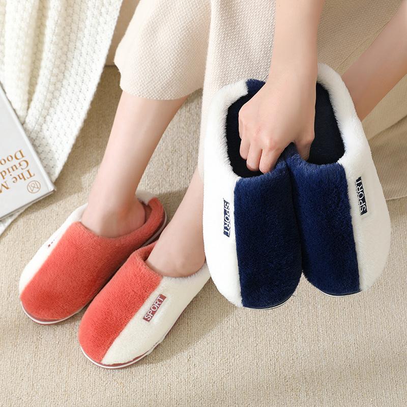 Women Men Slippers Autumn Winter Cute Casual Flat Shoes House Indoor Bedroom Home Cotton Comfortable Sliders Thick Warm Slippers Couples Lovers