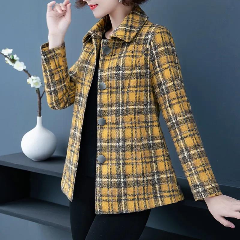 Mother's Woolen Coat Spring and Autumn Women's Short Small Suit Middle-aged and Elderly Woolen Top