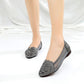 Baotou Sandals Women Summer Leather Flat Women Hollow Mesh Thick Heel Women's Shoes Rhinestone Mother Shoes