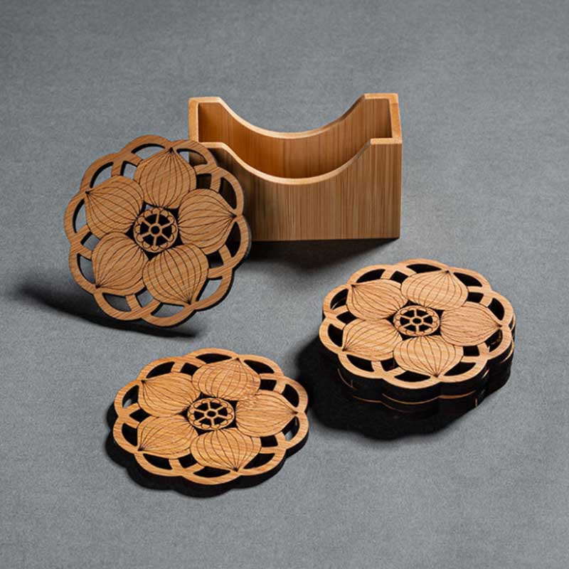 6pcs Bamboo Tea Cup Cushion Insulation Pad Pot Cup Holder Spare Parts Tea Set