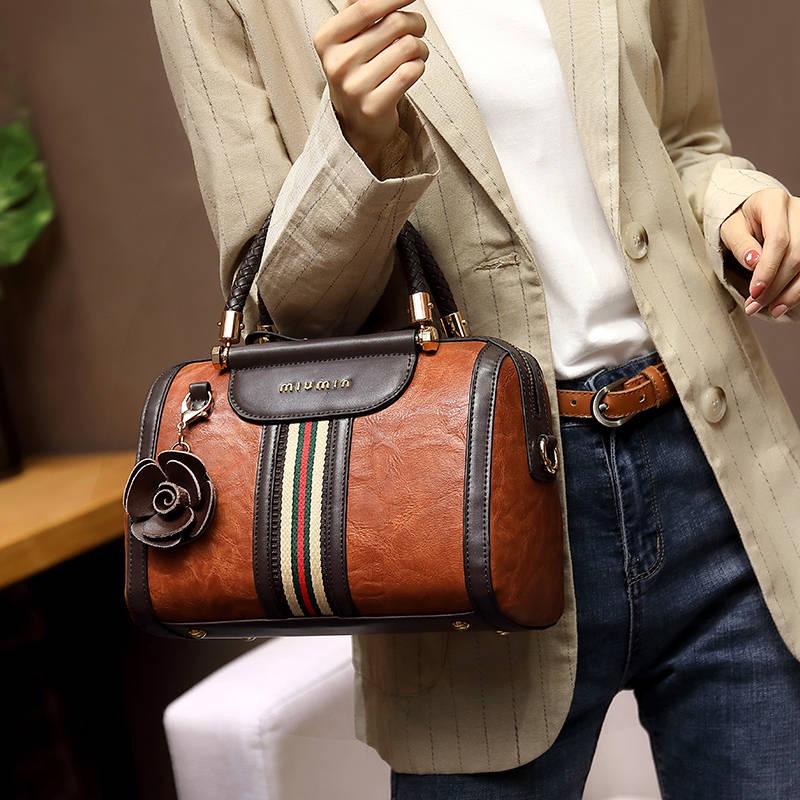 Leather HandBag Women Rose Flower Crossbody Shoulder Bags Totes