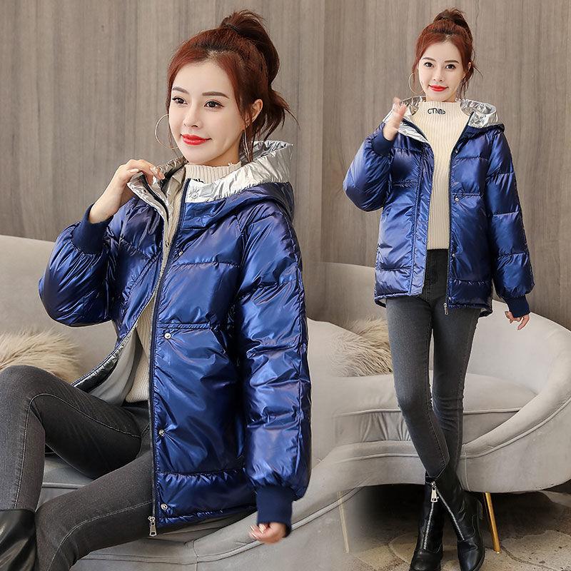 Glossy Cotton-padded Jacket Women's Short Cotton-padded Jacket Loose Bread Clothes Winter Cotton-padded Jacket Hooded Jacket