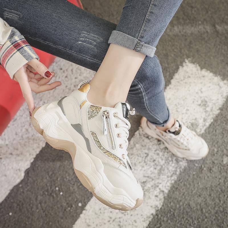 Women Platform Shoes Fashion Mesh Ladies Wedge Sneakers Breathable Vulcanized Shoes Dad Shoes
