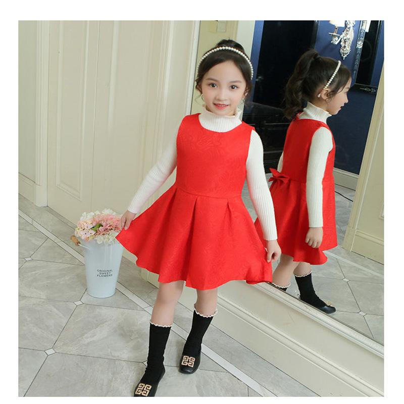 Girls Waist Red Vest Dress Vest Skirt Children Princess Dress Baby Dress Show Dress